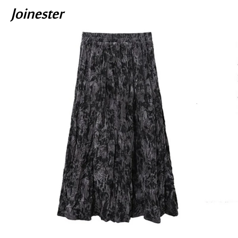 

Винтажный стиль, плиссированная длинная юбка с цветочным принтом для девочек, модная юбка трапециевидной формы с высокой талией