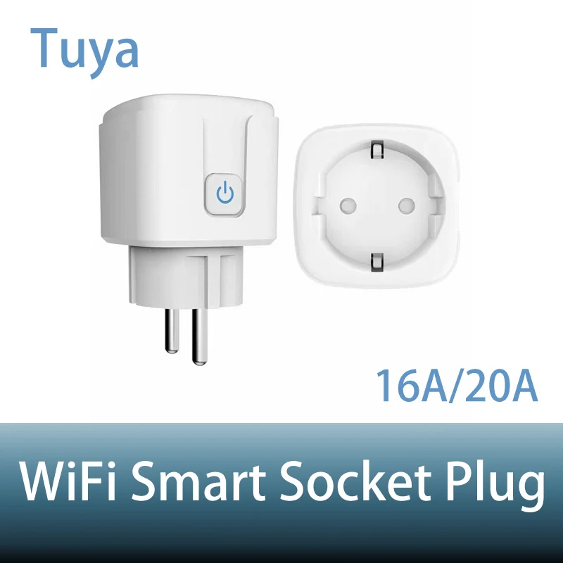 

Tuya 16A/20A WiFi Smart Socket EU Smart Plug With Power Monitoring Timing Function Voice Control With Alexa Google Hom