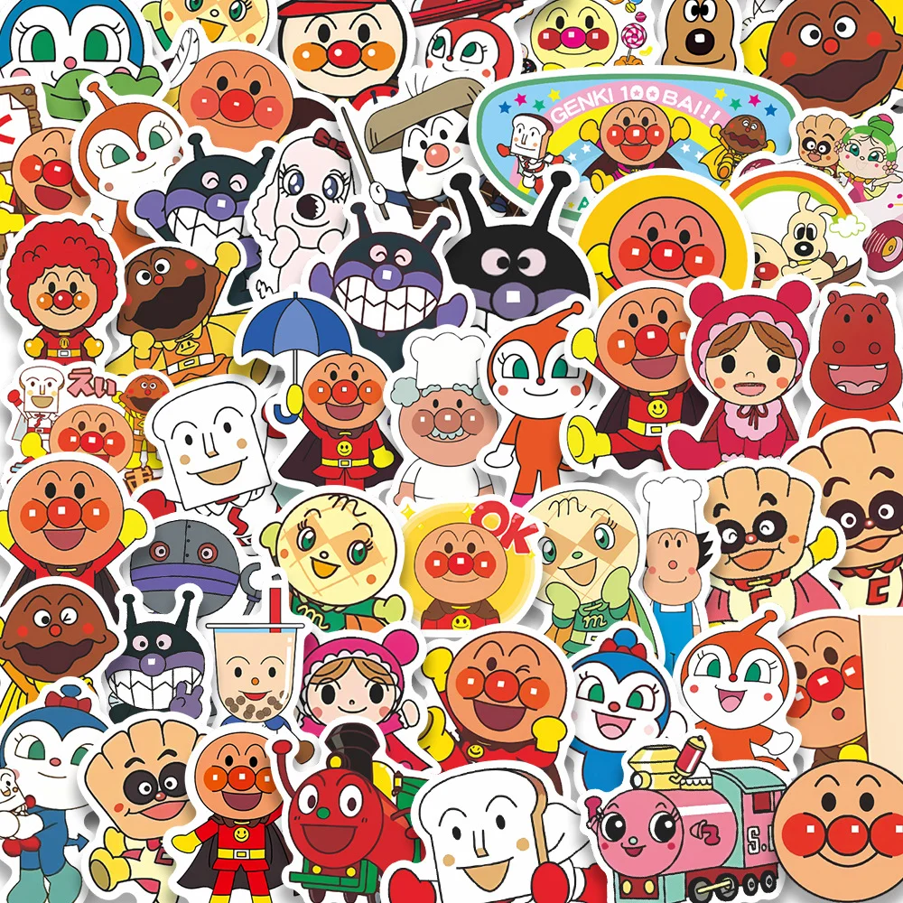 60 Stück Cartoon Anpanman Anime Graffiti Aufkleber PVC-Material Kreative DIY Handy Notizbuch Scrapbook Wasserfeste Kindersticker