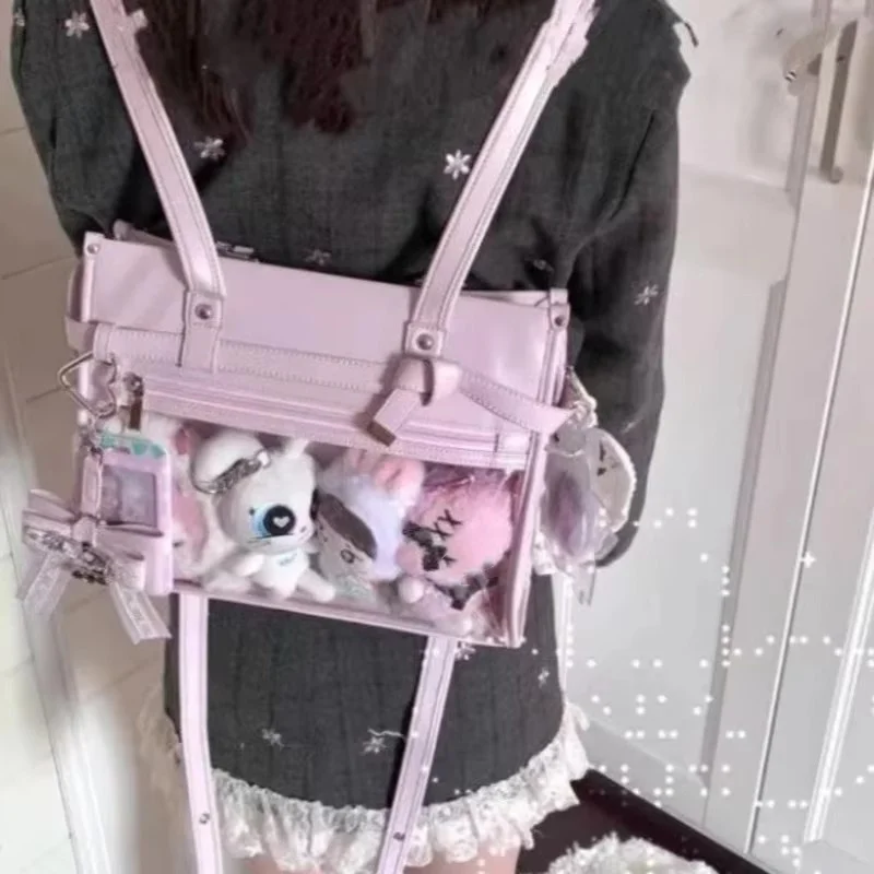 

Новинка 2023 года, прозрачный рюкзак Preppy Ita из искусственной кожи, японские сумки с болью для девочек, сумки через плечо в стиле аниме Y2k, сумки через плечо в стиле Харадзюку