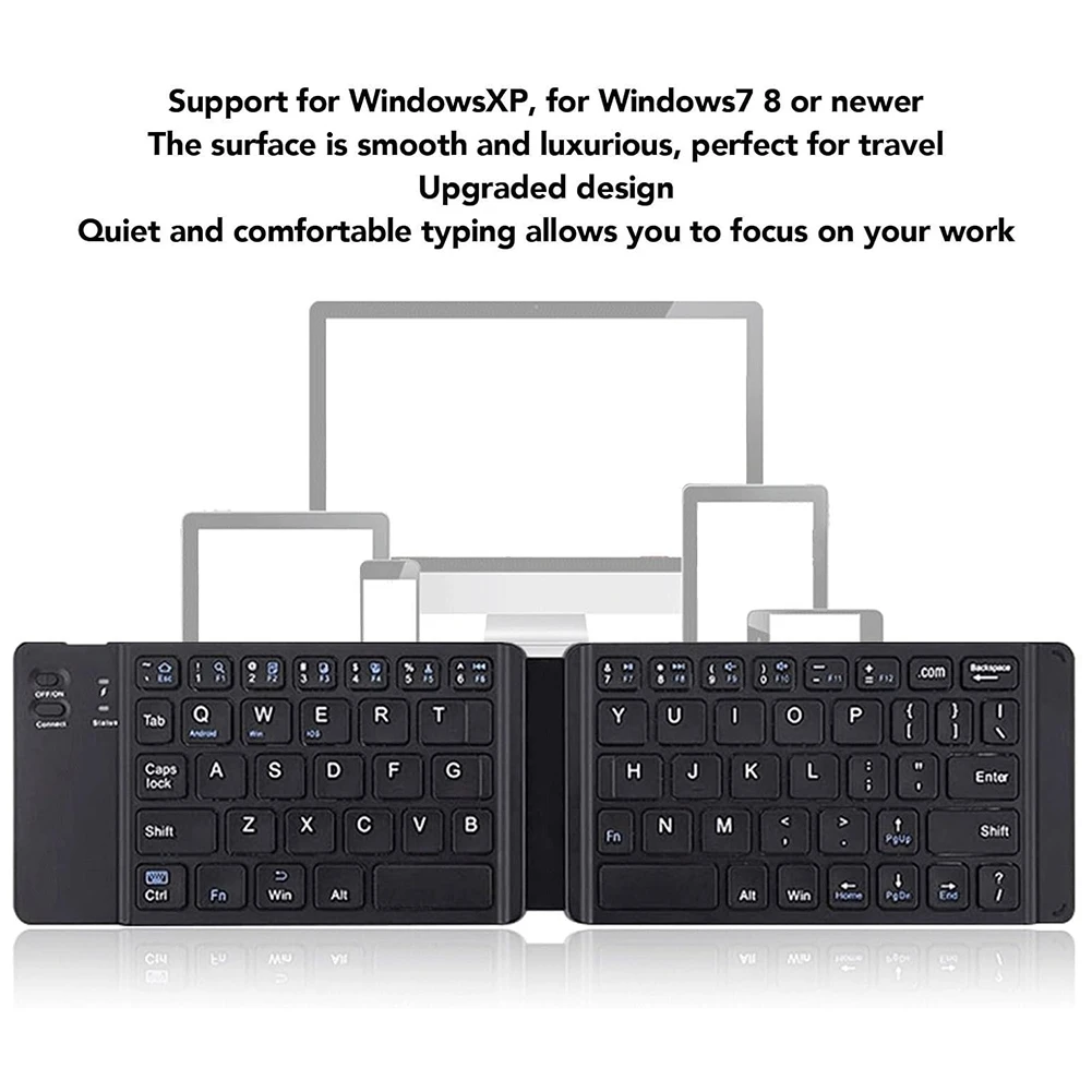 【POPULAR PICK】-Foldable Bluetooth Keyboard, Rechargeable Ultra Slim Keyboard for Smartphone Tablet and Laptop