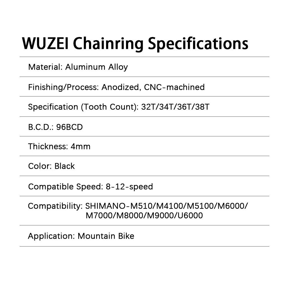 SHIMANO FC-MT510-1 1x8/9/10/11/12-Gang ​ ​ MTB 170/175mm WUZEI 96BCD 32/34/36/38/40T BSA-MT501/PA-MT500 Mountainbike-Kurbelgarnitur – Detail 4