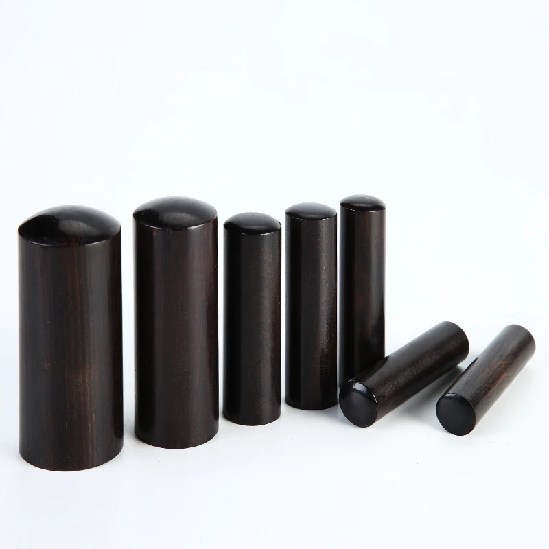 Ebony Wood Round Stamps Practice Material Natural Wood Blank DIY Carving Seals Chinese Painting Calligraphy Name Stamp Wholesale