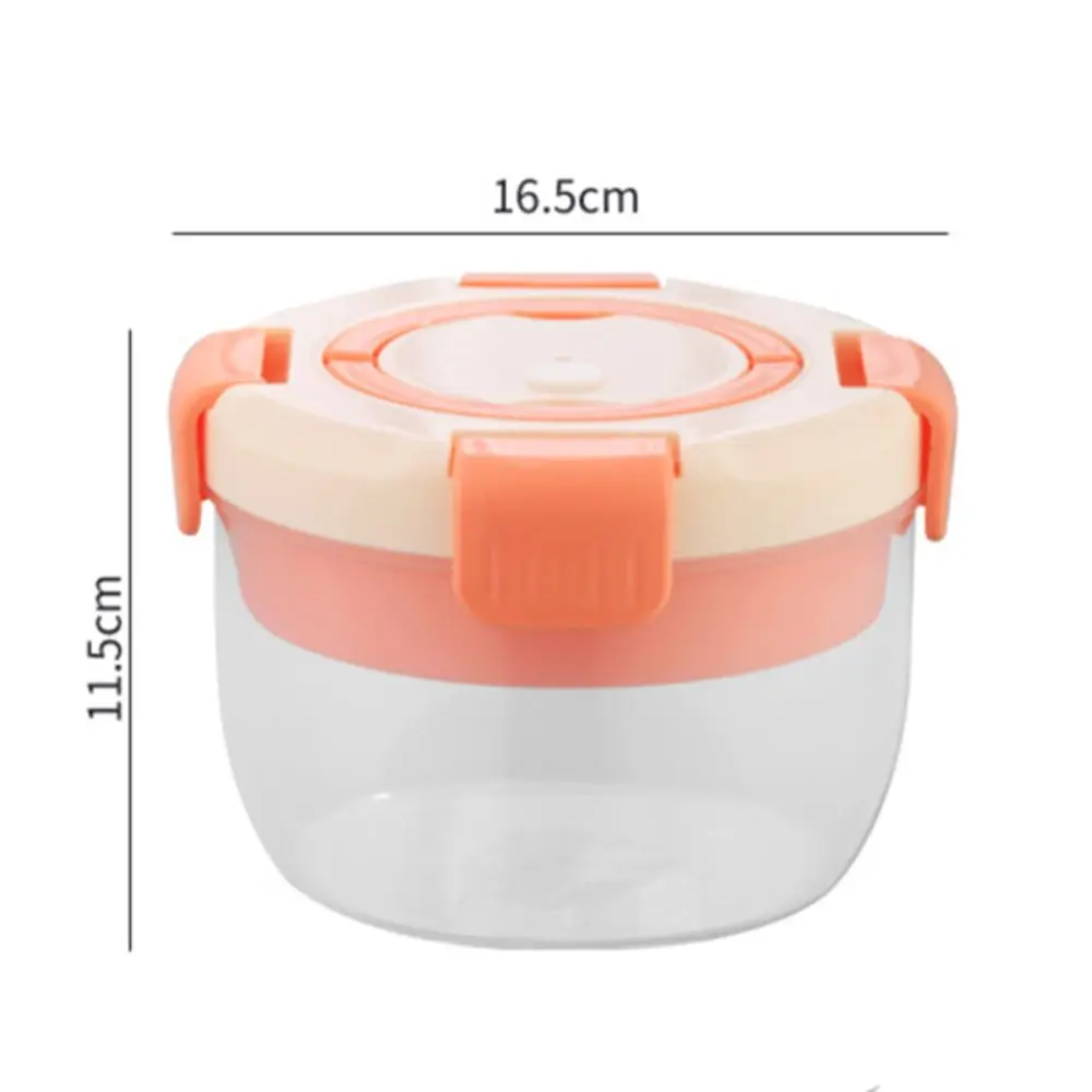 With Sauce Box and Fork Round Salad Box Compartment Microwavable Fresh-keeping Box Sealed Food Grade PP Lunchbox School