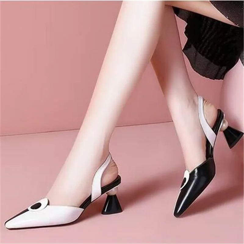 

Women Sweet High Quality Pink Comfort European Stylish Bow Tie Square Heel Shoes Lady Classic Beige Summer Party Shoes