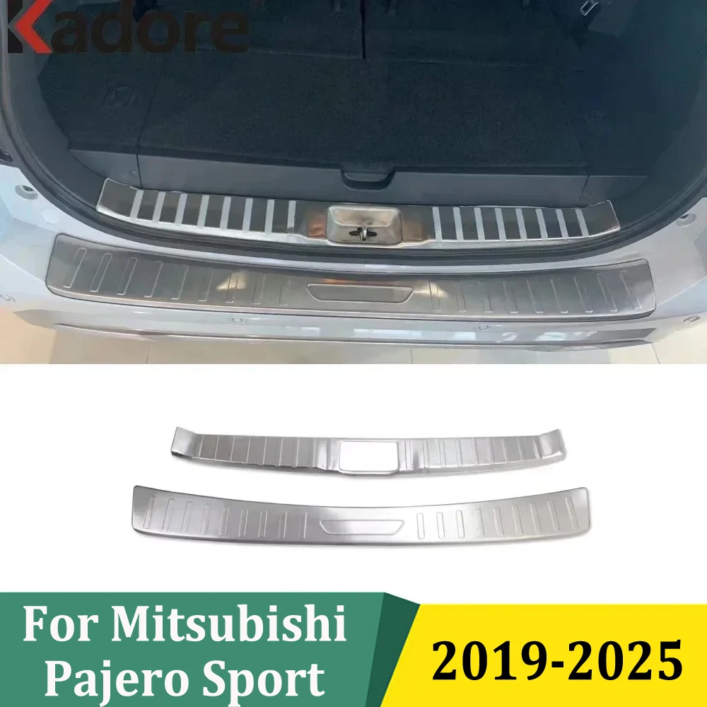 For Mitsubishi Pajero Sport /Montero Sport /Shogun Sport 2019-2025 Inner+Outer Rear Bumper Protector Cover Trim Boot Cover