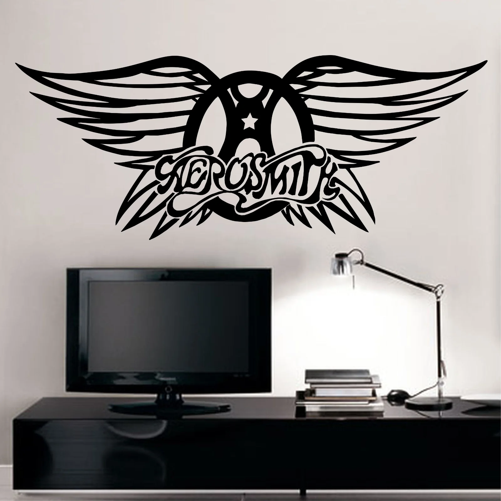 

Aerosmith Логотип музыкальной группы настенные художественные наклейки, наклейки, Декор, виниловый постер «сделай сам», детский подарок, съемные