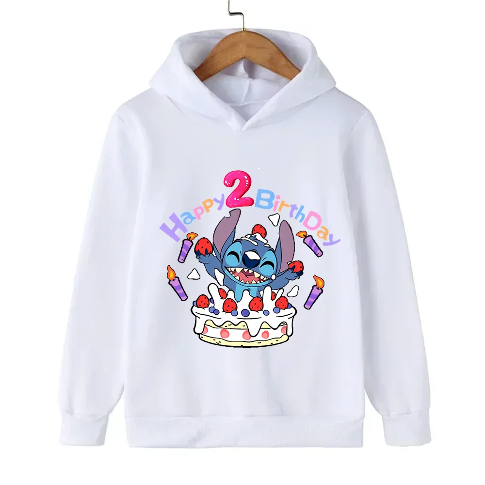 Disney Boys and Girls hoodies Steedy Stitch Stitch Happy Birthday Outdoor Casual Blazer New fashion Harajuku Street 1-14