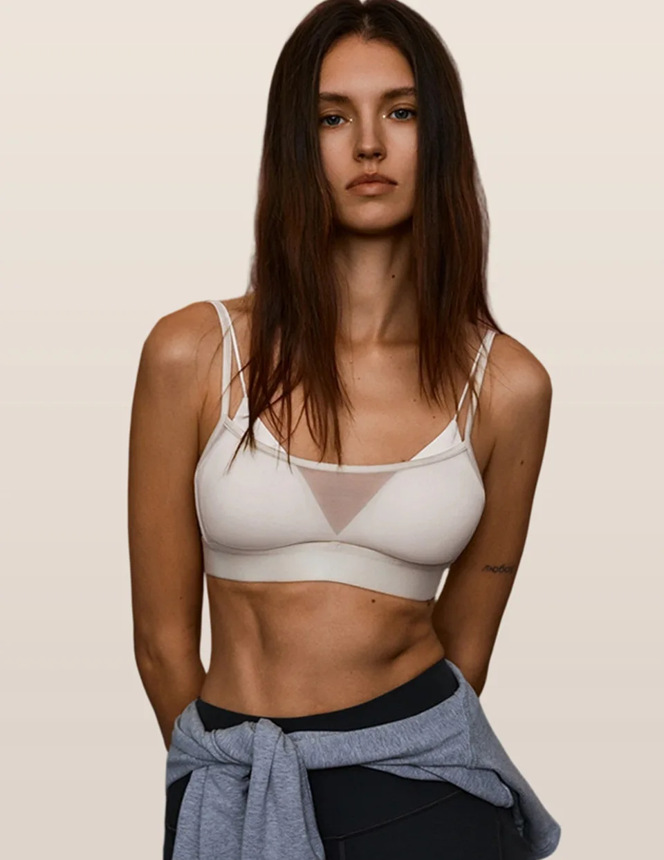cross-border Spliced mesh breathable underwear yoga clothes sports bra quick-drying body-shaping slimming with padding