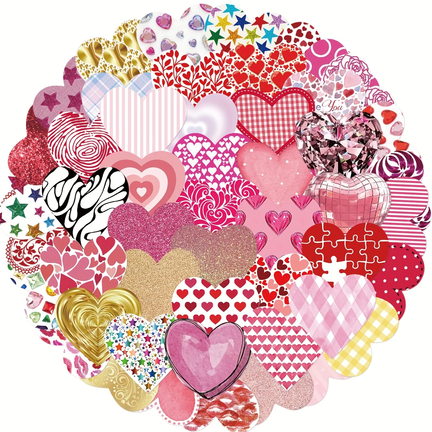 50 Stück Valentinstag-Liebesaufkleber zum Selbermachen, für Tagebuch, Laptop, Gepäck, Skateboard, Graffiti-Aufkleber, lustiges klassisches Kinderspielzeug