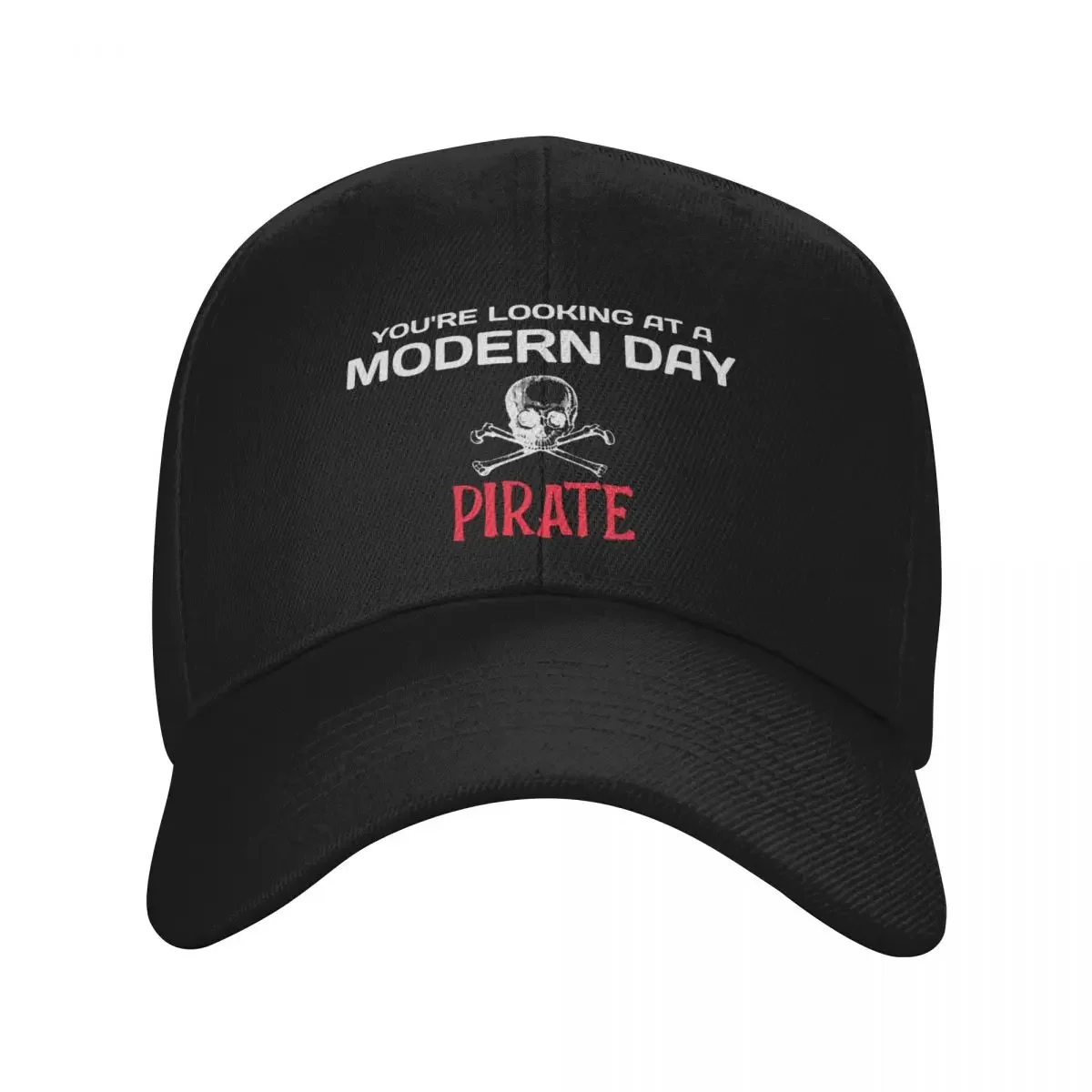 Amputee modern day pirate funny slogan white font Baseball Cap Bobble Hat Hip Hop Mens Tennis Women's