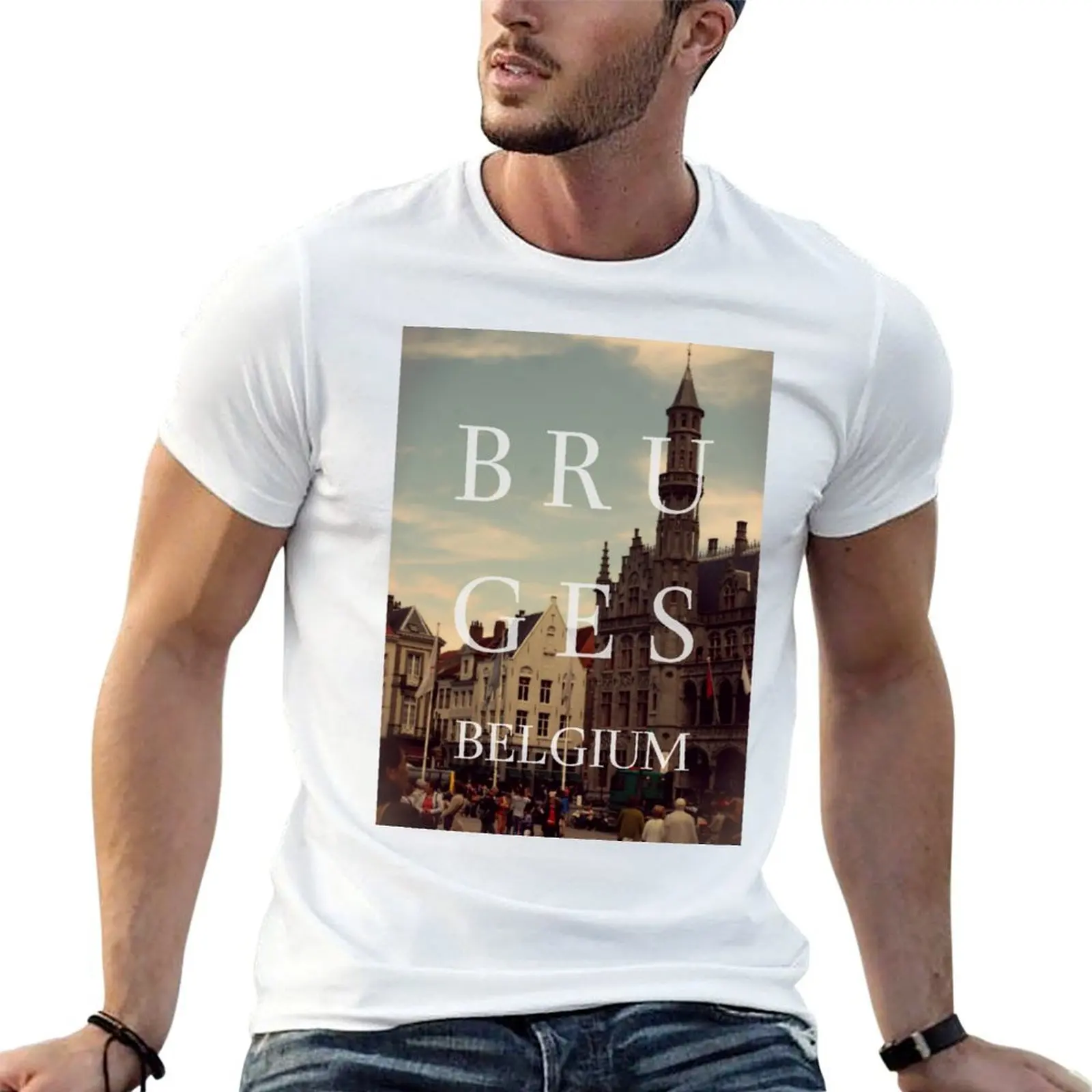 

Bruges, belgium T-Shirt man tshirt funny t shirts dark humor black cotton t-shirt plain for man package T-shirt