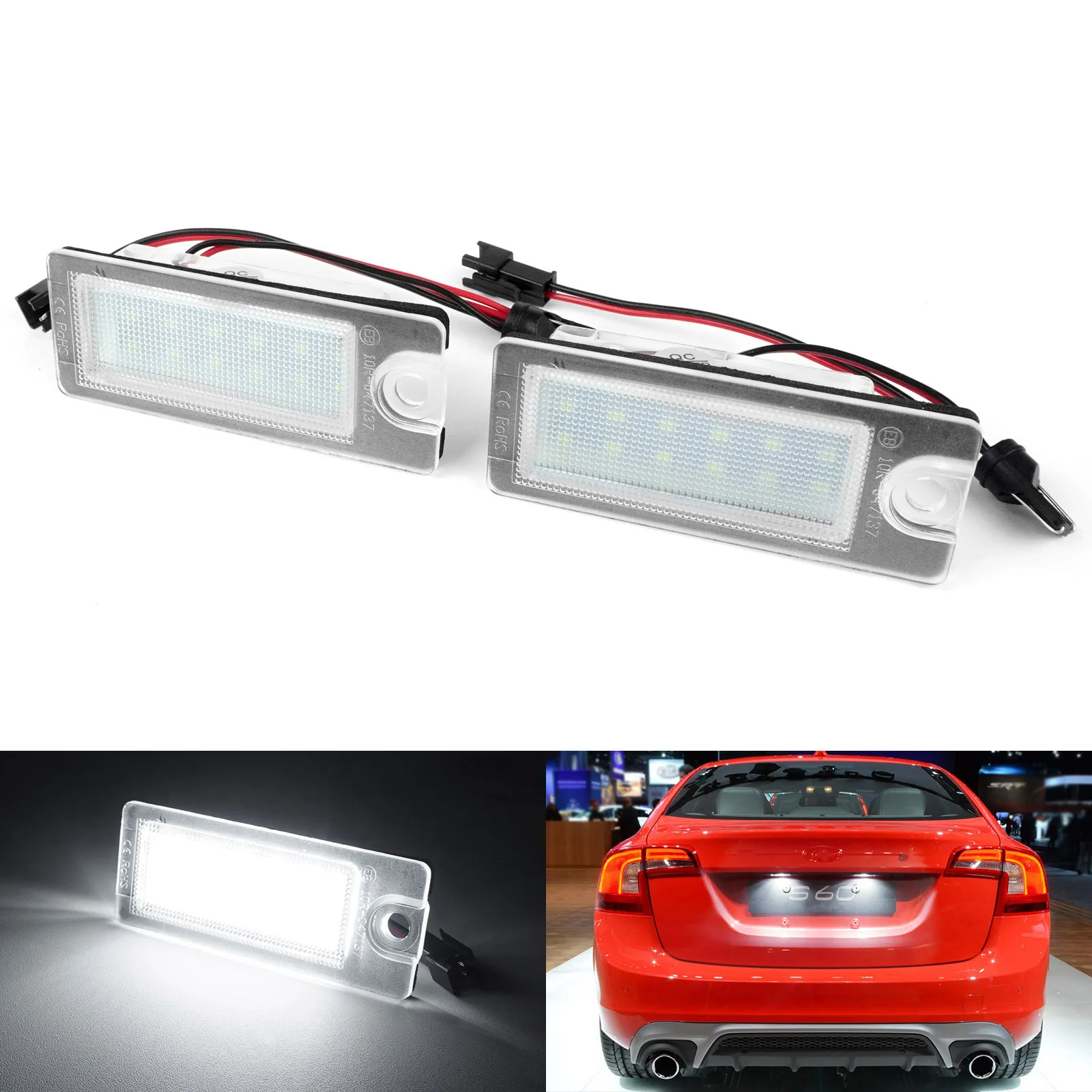 2x Canbus LED License Number Plate Light Lamps White For Volvo S60 S80 XC70 XC90 MK1 V70 MK2 OE 9187153