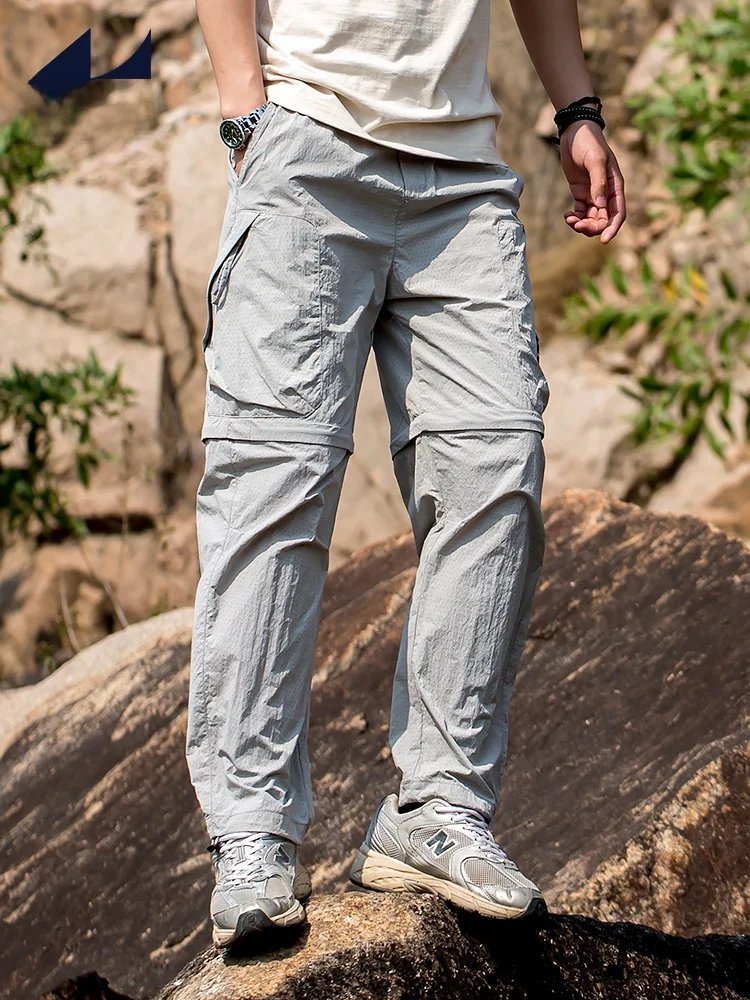 

Outdoor Qui Dry Breathable Cargo Pants Men's Spring Summer New Sle Hiking Two-Way Wear Workwear Nylon Fabric Loose Fit