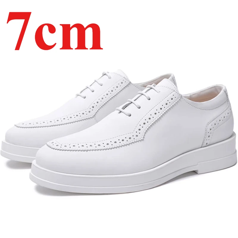Men's Dress Shoes 8cm Elevator British Style Formal Host Business White Casual Height Increasing Shoes Suit Wedding Groom Shoes