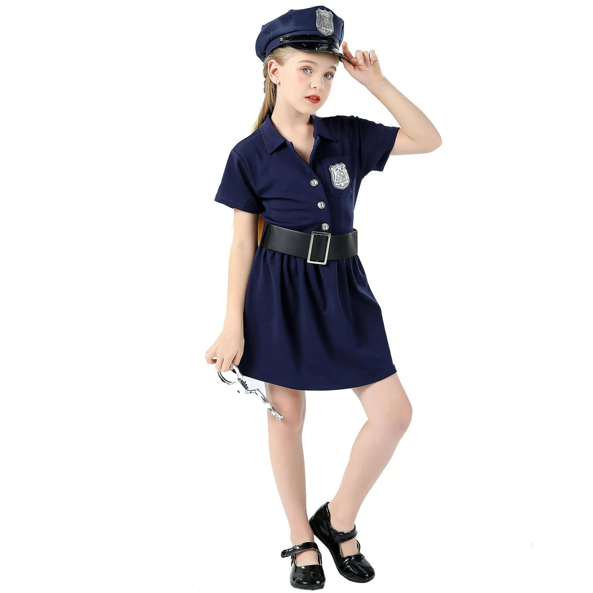 

Children's loween Police Role-plang Costume Girls Slim Fit orm Dr Cosplay Stage Performance Ethnic Wear
