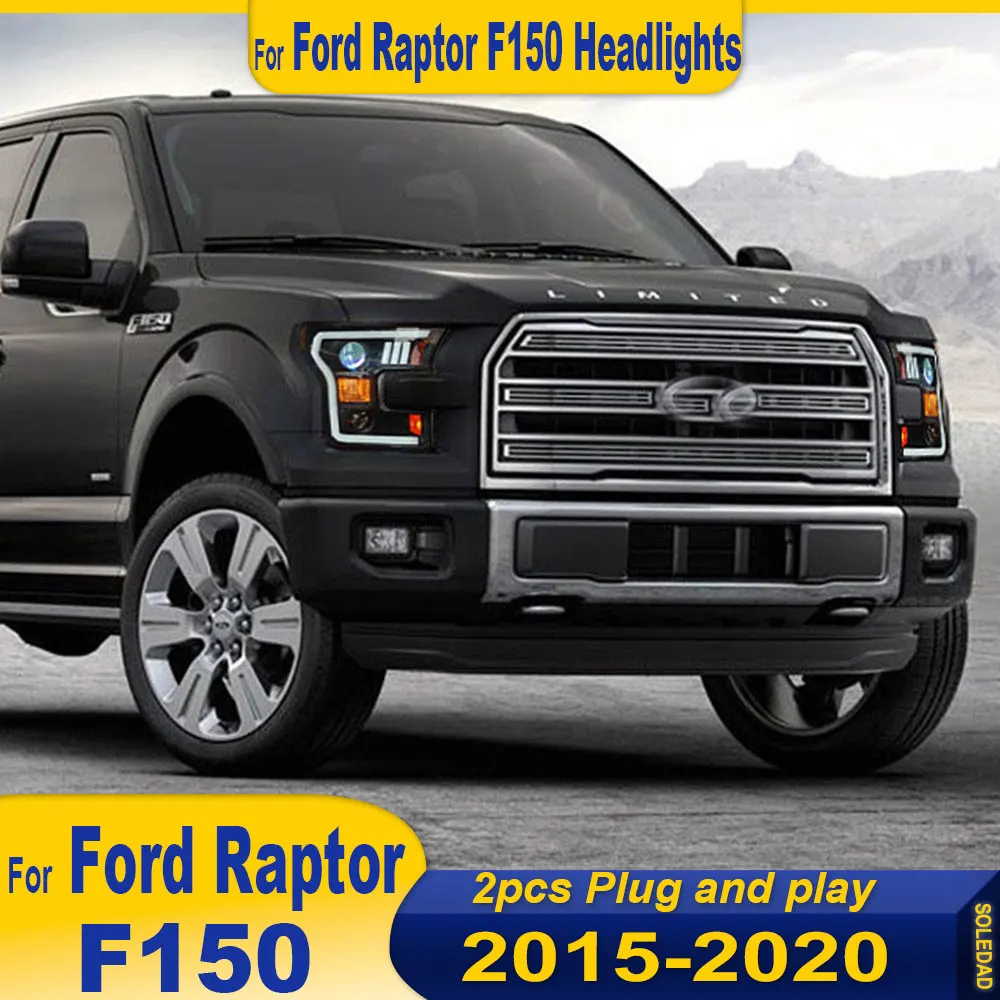 

Автомобильные аксессуары для фар Ford F150 2015 2016 2017 2018-2020 Raptor фары DRL указатель поворота ближнего и дальнего света линзы проектора