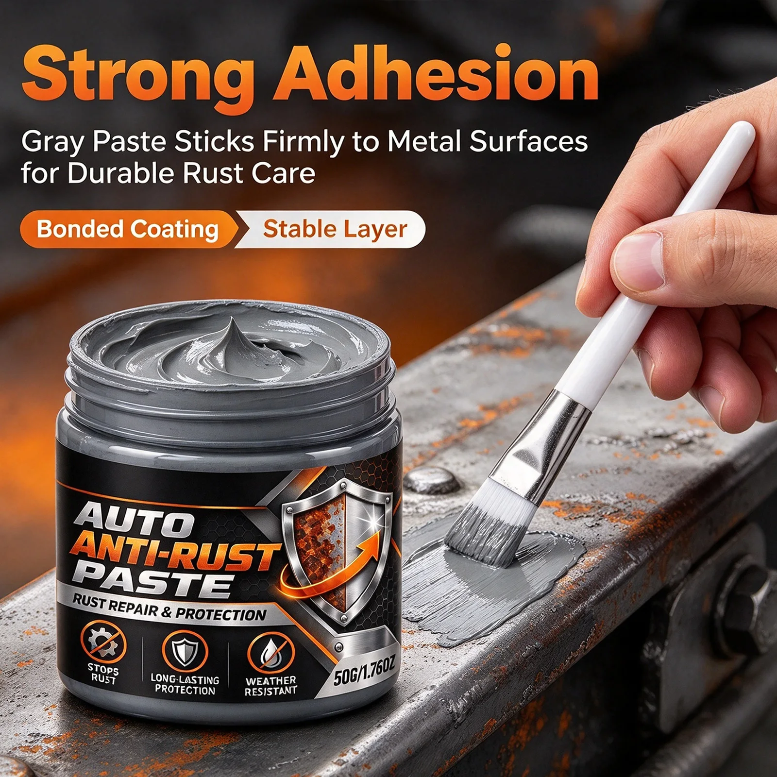 Auto Metal Gray Anti Rust Paste Protecting Metal Prevent Rust Abrasion-Resistant Stable Protective Coating Metal Anti-Rust Paint