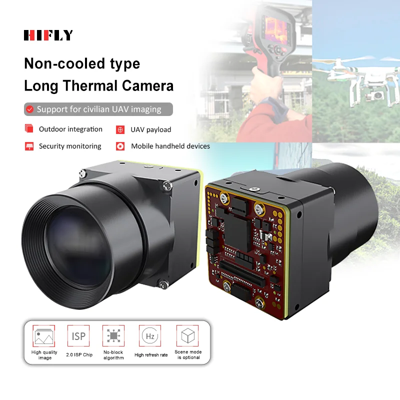 HIFLY 19mm Lens and 1280x1024 Mini Industrial LWIR Infrared Thermal Camera Module for Fire Monitoring
