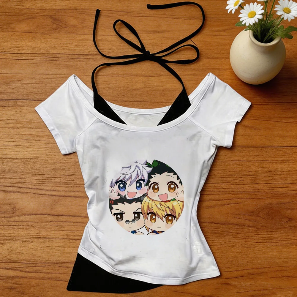 Hunter × Hunter crop top shoujo jojifuku streetwear japan 2000s kawaii tshirt scene  2000s korean fashion meme vintage