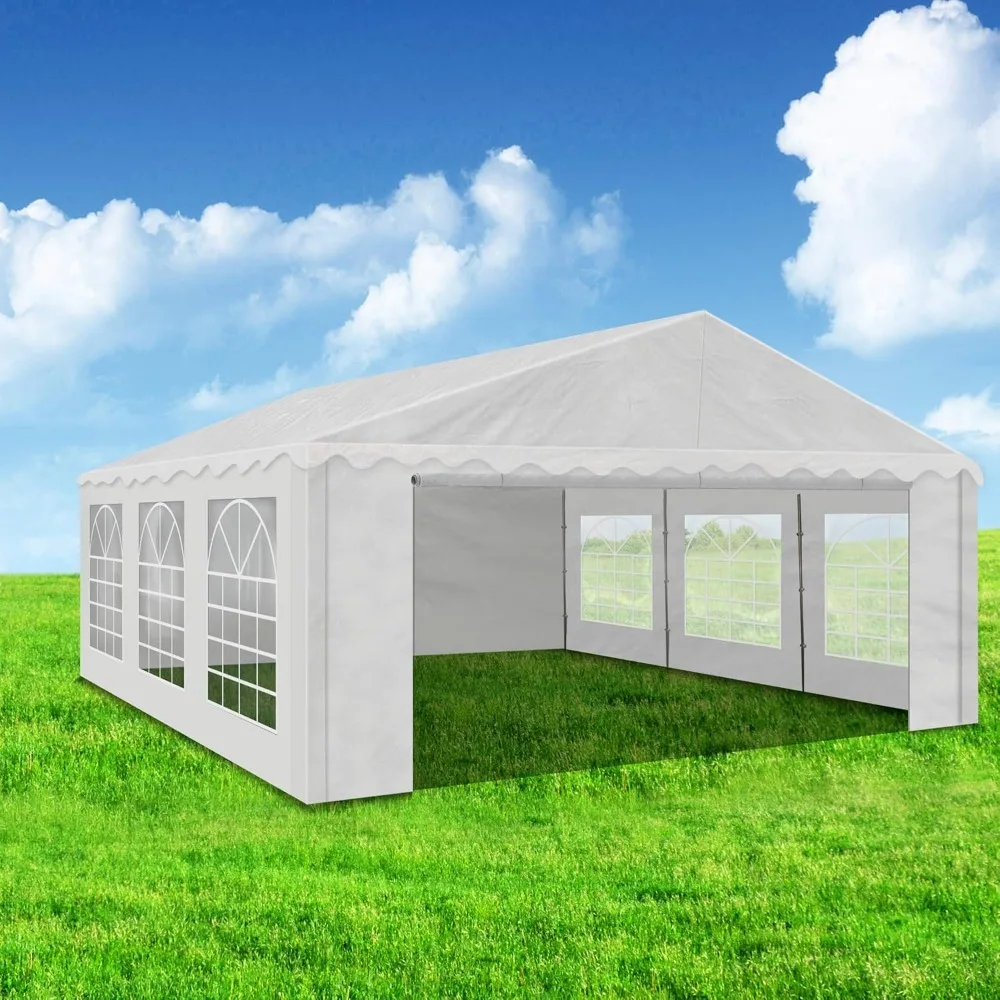 Feesttent 20x20 ft zware luifelopvang voor bruiloftsevenement Fair met brandvertragend dak met zijwanden en ramen Wit