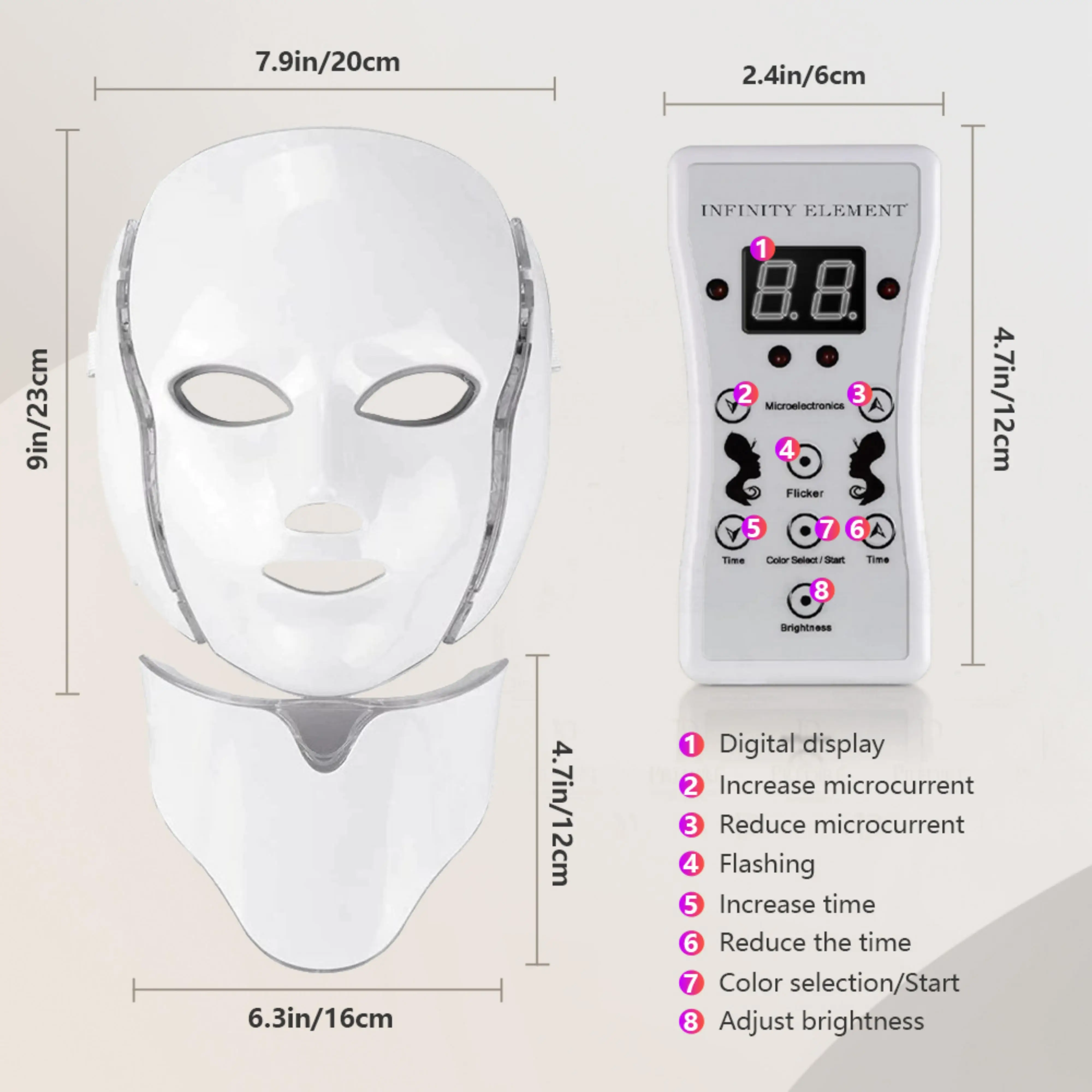 Safe Effective Whitening  Reduce Acne Marks Lighten Skin Tone Photon Rejuvenation 7 colors led Facial Light Therapy Mask