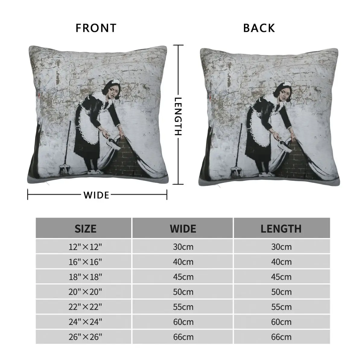 Sweep It Under The Carpet Banksy Square Pillowcase Polyester Linen Velvet Creative Zip Decor Throw Pillow Case Home Cover 45x45