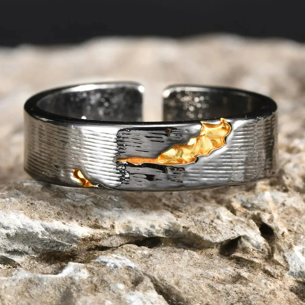 2025 nova personalidade lava anel aberto para homem, faixa de dedo de metal oxidado vintage ajustável, nova moda jóias masculinas