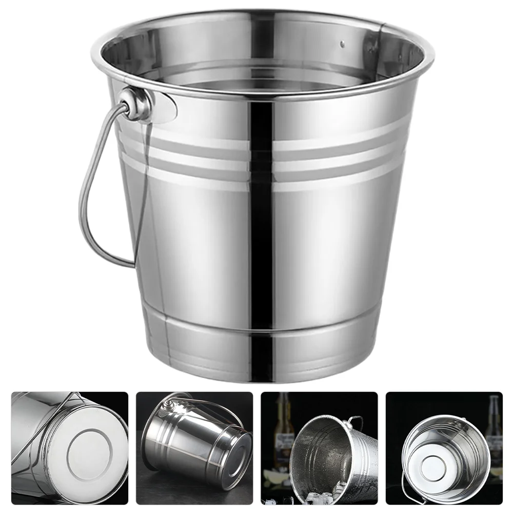 Portable Ice Bucket Reusable Large Multifunction Bar Container Stainless Steel KTV Accessory