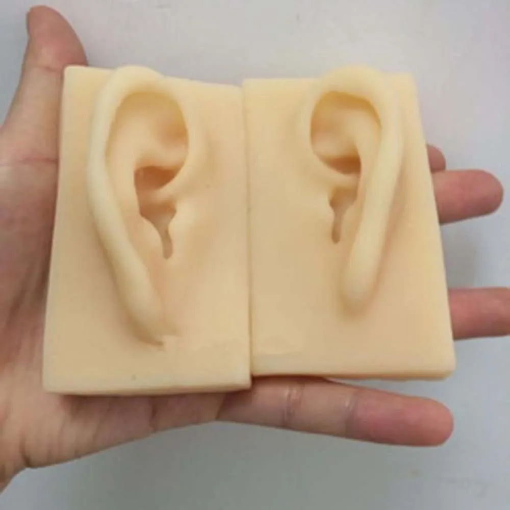 1 pair 1:1 Natural Size Human Left/Right Ear Model Life Size Silicone Ear Acupuncture Practice Model Simulation Model of The Ear