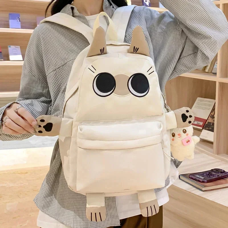 Ins estilo mochila estudante gato sacos de escola casual básico japonês dos desenhos animados mochilas grande capacidade para a & b um ombro saco