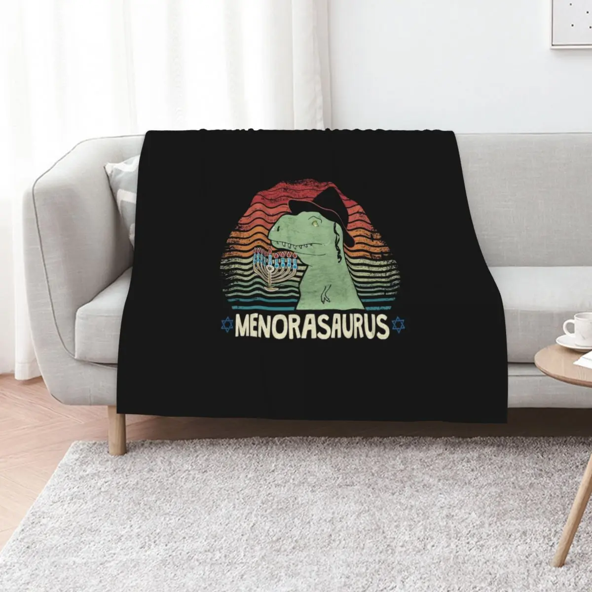 

Menorasaurus Happy Hanukkah from Dinosaur Rex Throw Blanket Retros Beach Bed linens Luxury Thicken Blankets