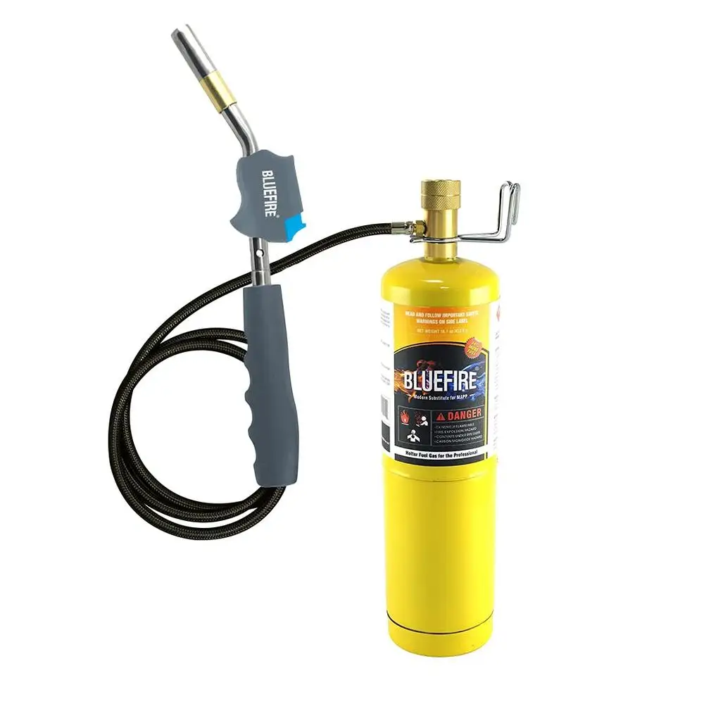 Self Igniting Gas Welding Torch with Handy Clip and MAPP Bottle Super Swirl Flame Handhold Portable Kit BLUEFIRE HZ-8388B