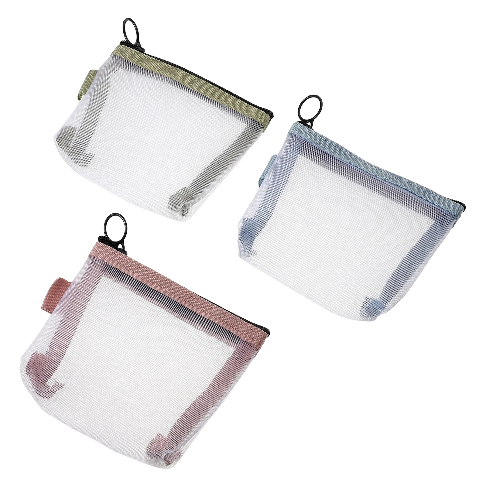 

3pcs Storage Bag Small Transparent Mesh Portable Travel Makeup Organizer Lightweight See Through Pouches Clear Zipper