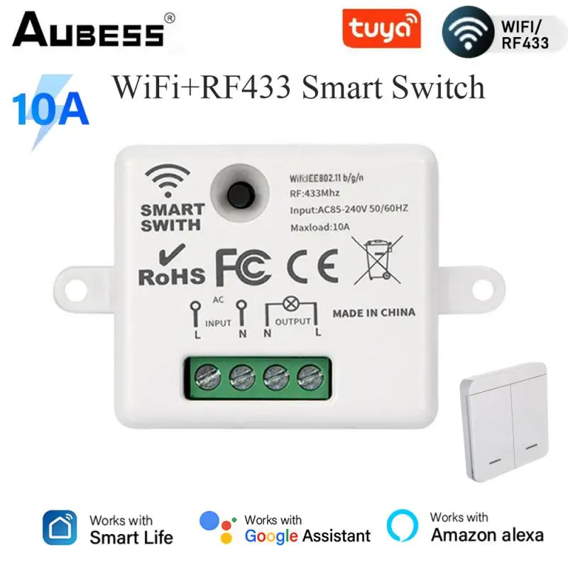 Tuya WiFi + RF433 Smart Switch Random Paste Wall Switch Smart Home Timing Smart Life Remote Control Works With Alexa Google Home