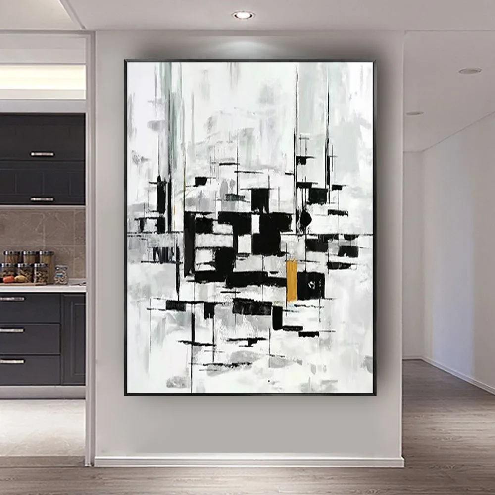 Nordic Abstract Geometry Curve Panel Paint Canvas Oil Paintings Black White Painting And Wall Art Picture For Bedroom Home Decor