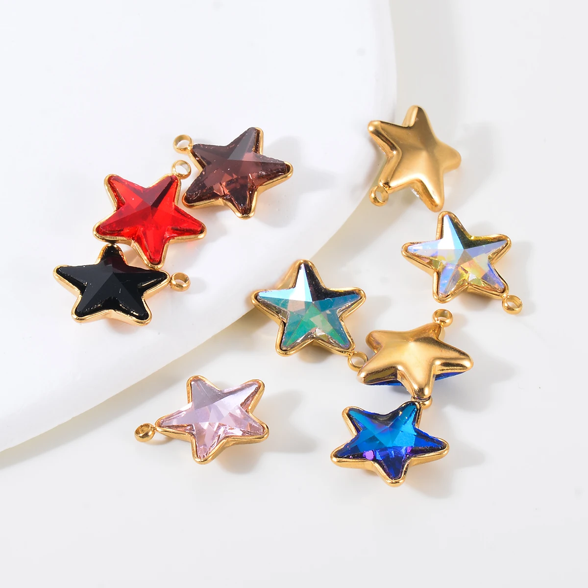 

6pcs/Lot Gold Plated Stainless Steel Clear Star Crystal Glass Charms DIY for Earrings Necklace Bracelet Jewelry Making Wholesal