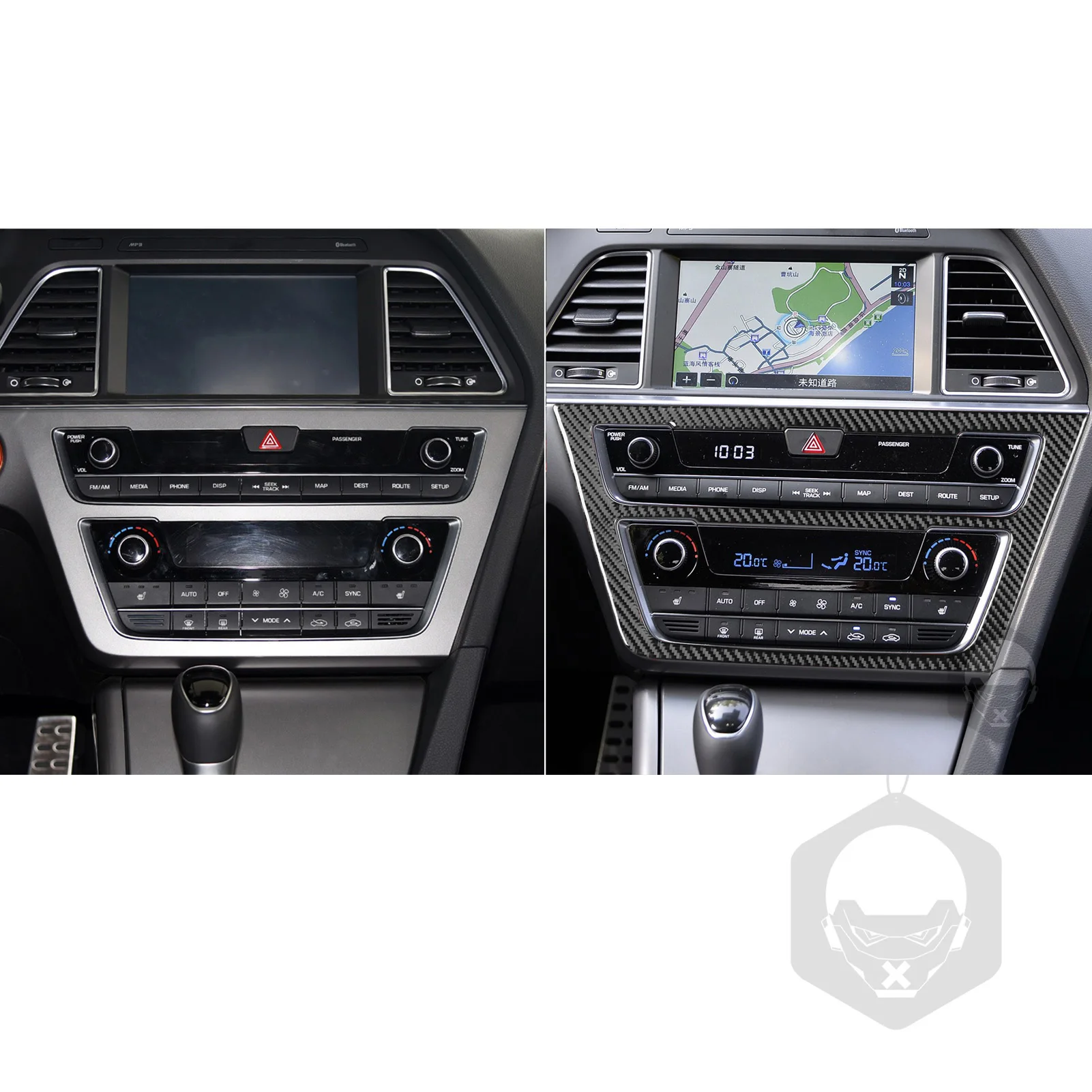 For Hyundai Sonata 9th 2015-2017 Accessories Carbon Fiber Center Console Radio CD AC Panel Cover Car Interior Decoration Sticker
