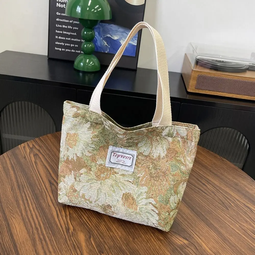 حقيبة يد محمولة متعددة الاستخدامات للفتيات مطبوعة بالزهور حقيبة كتف ذات سعة كبيرة حقيبة كتف كاجوال خفيفة الوزن للسفر