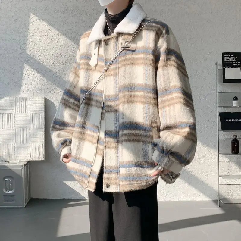 

Wool Blend Jacket Man Elegant Long Mens Kpop Fashion Trendy Slim-Fitting Urban Street Stylish Long-Sleeved Minimalist Simple Ins