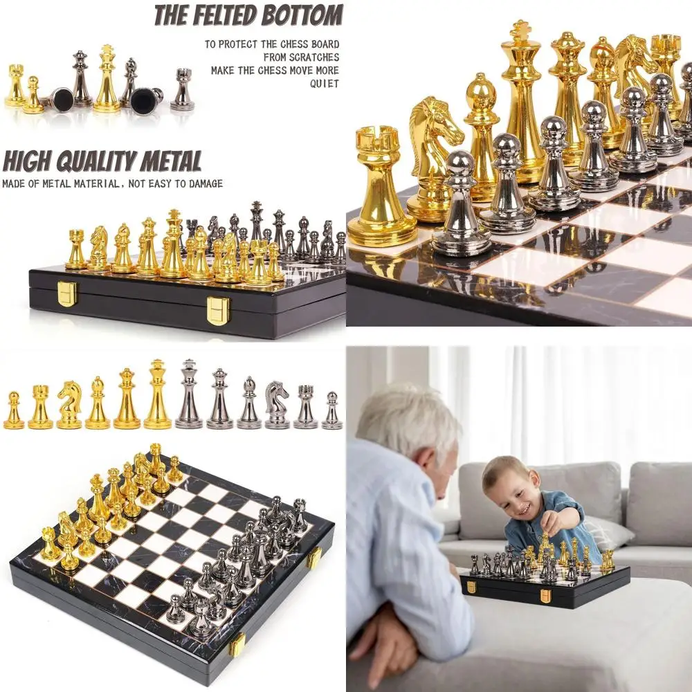 

Набор мраморных шахмат для взрослых с кусочками из цинкового сплава — портативные дорожные шахматы для всех уровней навыков