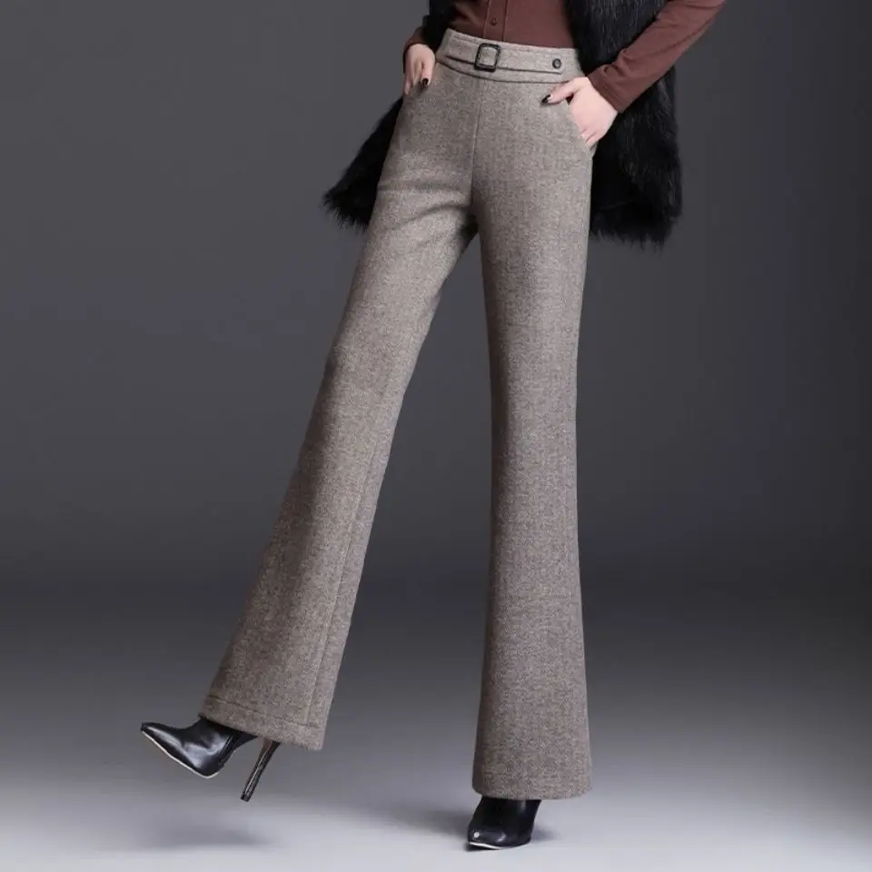 

Spring Pants for Women Casual 2024 New High Waist Loose-fitting Solid Zipper Pant Elastic Waist Trouser Wide Leg Pant T64