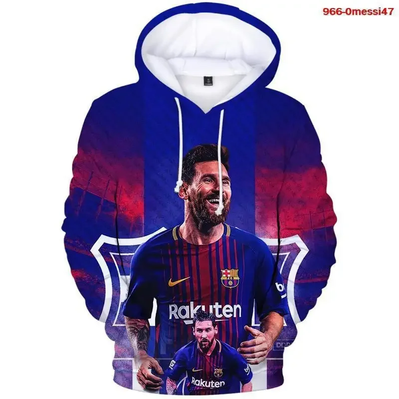 Autumn Men Messi Football Hoodie Children Pullover Adult Kids Casual Hooded Clothing Boys Girls Fashion Top Coat with Hat