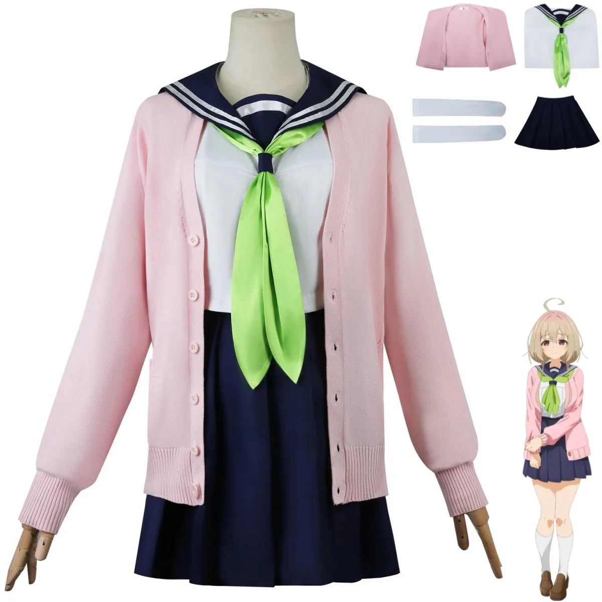 

New Anime My Deer Friend Nokotan Tanukikoji Kinu Cosplay Costume Japanese School Uniform Sweater Coat Woman Sexy Campus Suit