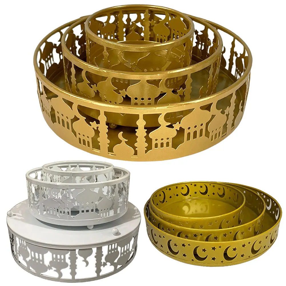 

3 Pcs Ramadan Trays Serving Platters Eid Ramadan Mubarak Trays Islam Eid Mubarak Trays Party Supplies for Dessert Snack Pastry