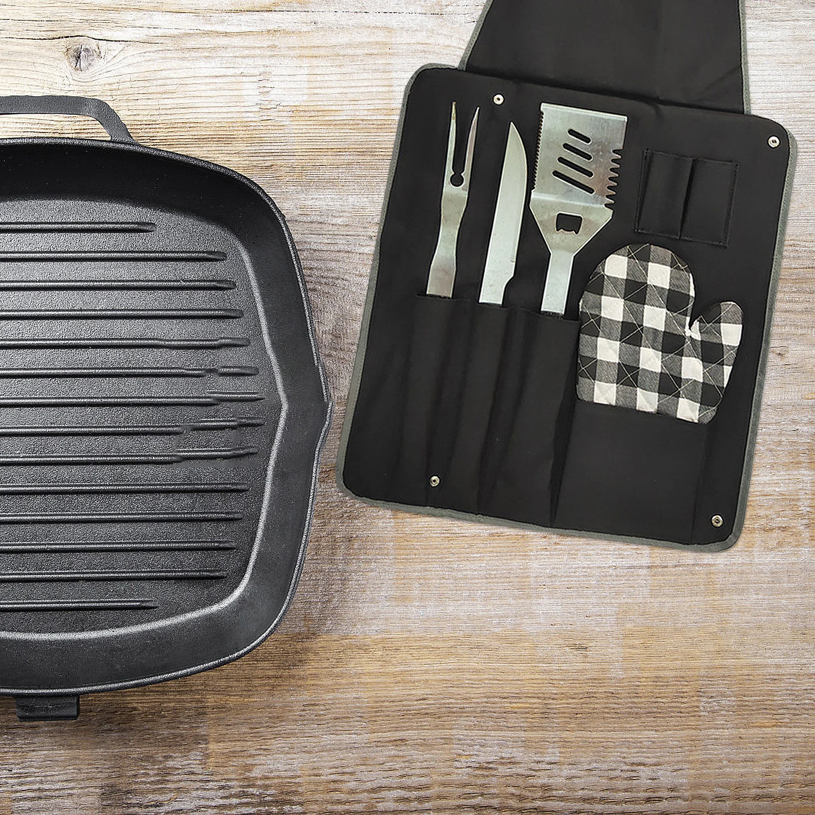 1 قطعة كيس التخزين أداة أكسفورد القماش سعة كبيرة متعددة جيب حقيبة محمولة للمنزل في الهواء الطلق أدوات شواء منظمة المطبخ #5