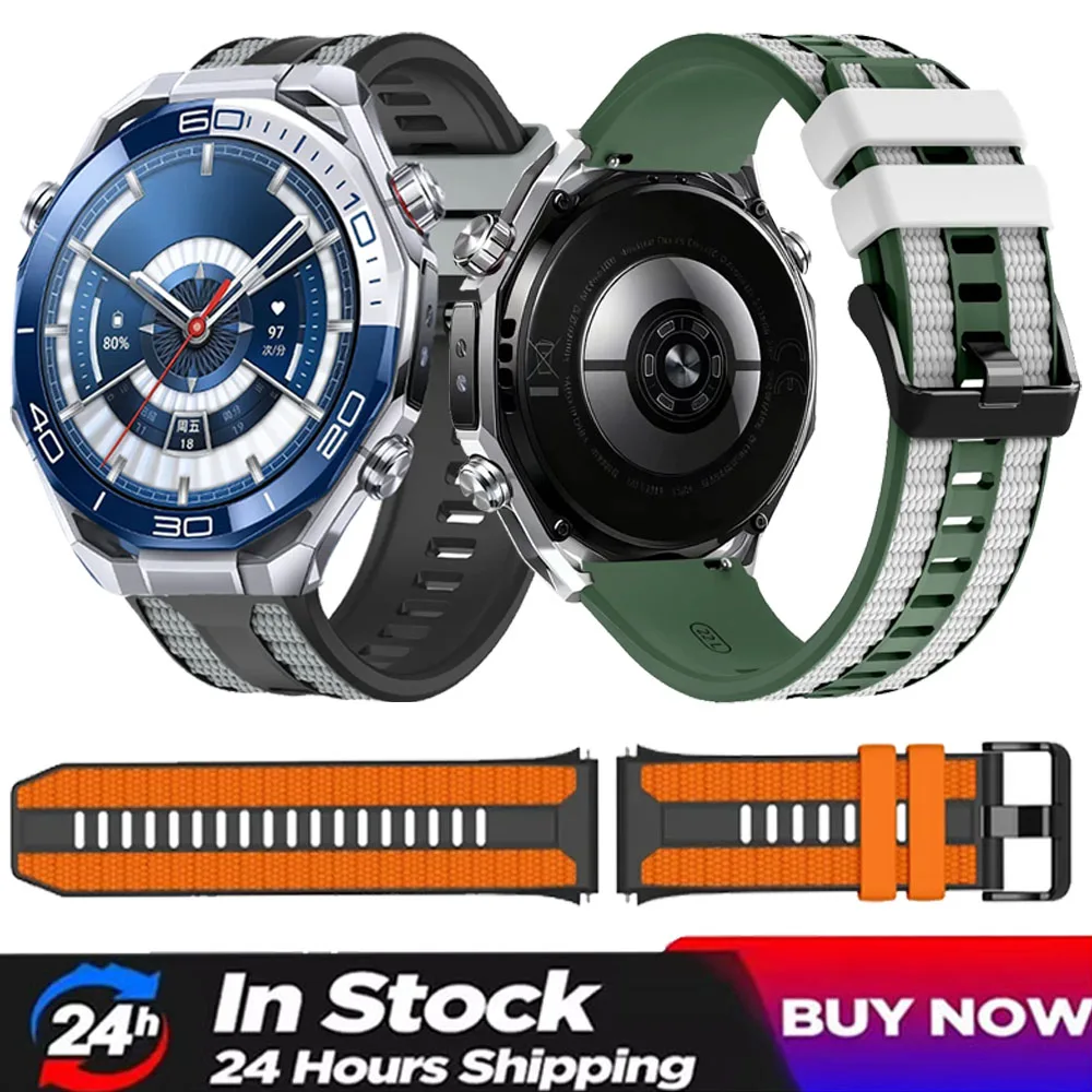 22mm Offizielles Silikonarmband für Huawei Watch Ultimate 2 Sport Zweifarbiges Armband Huawei Watch 5 GT Runner 2/GT6-5-4-3 46mm
