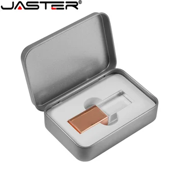 JASTER USB 2.0 Pendrive z pudełkiem Crystal Pendrive 4GB 16GB 32GB 64GB 128GB Przezroczyste szkło Fotografia Prezent bezpłatne logo
