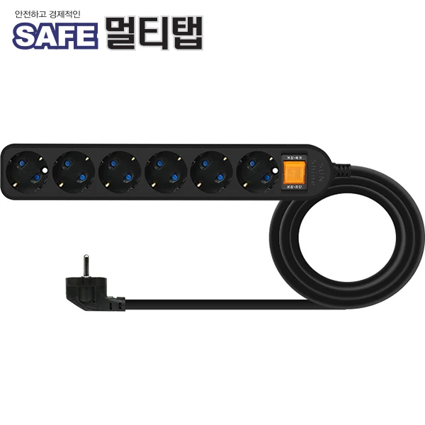 Gangwon Electronics NM-SB630 SAFE multi-tap 6-hole ground 3m (black)