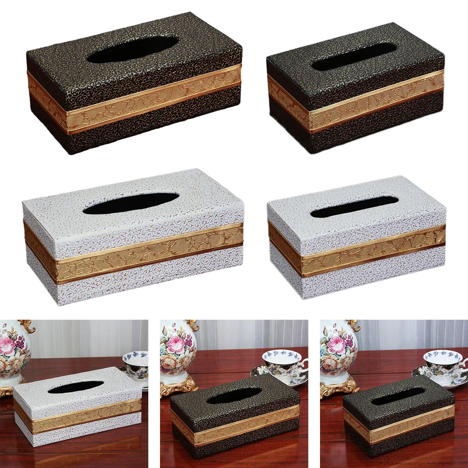 PU Leather Tissue Box Holder Tissue Box Organizer for Hotel Office Decor